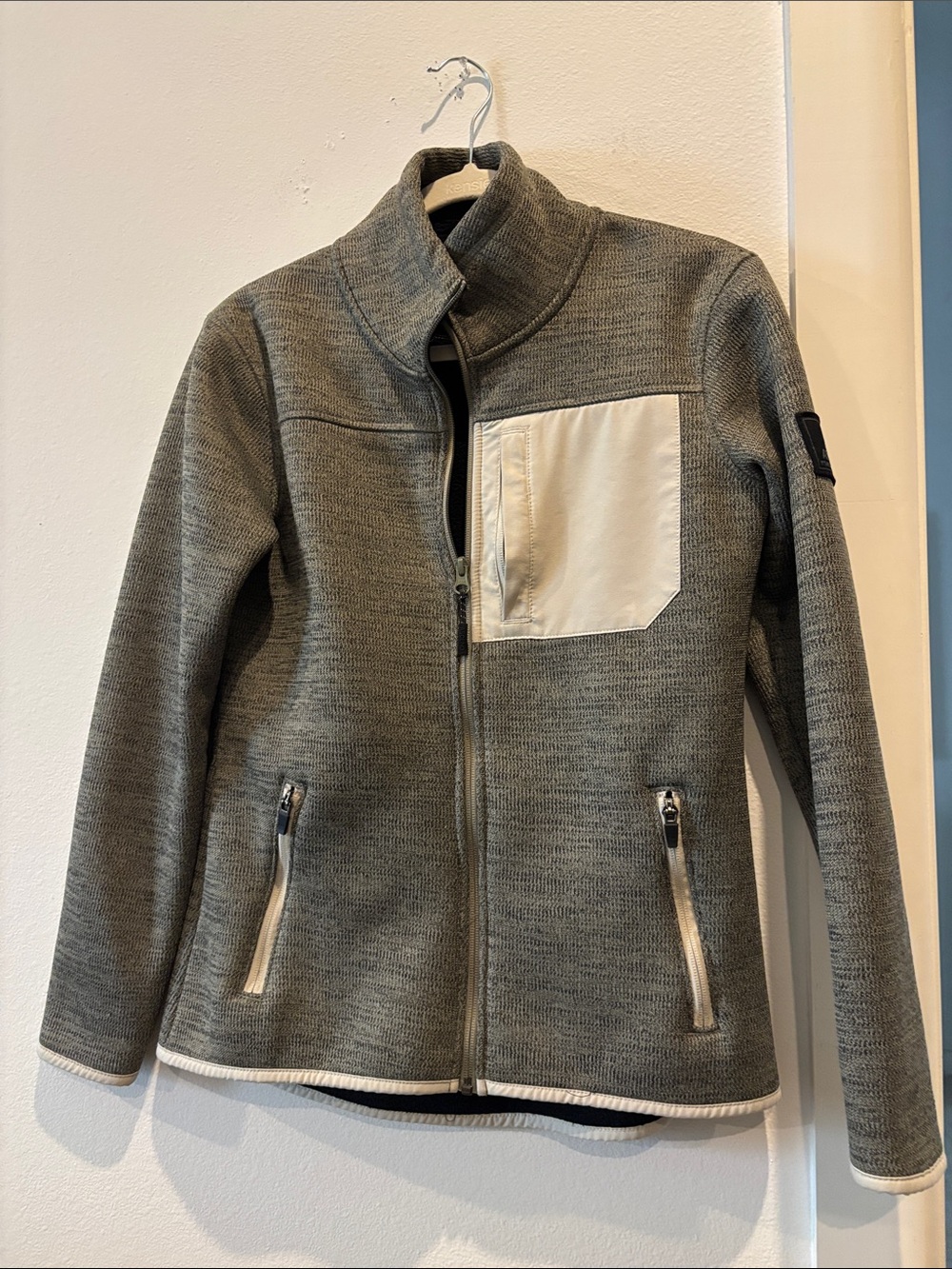 Ascend Bass Pro Shop Grey Jacket Beige Utility Hiking Camping Small Sherpa